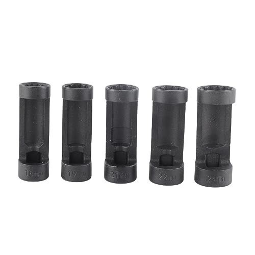 BAFOVY Juego de Llaves de Tuercas de Puntal de Suspensión de Acero Al Cromo Vanadio, 5 Piezas, 18 Mm, 19 Mm, 21, 22, 24, Unidad de 1,2 Pulgadas para Reparación de Automóviles, Instalación de