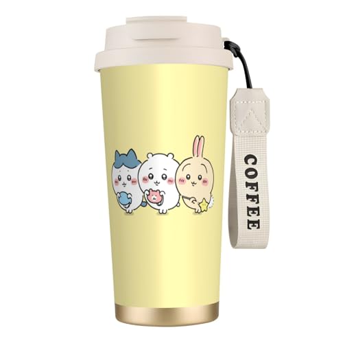 ステンレスカップ ちいかわ コーヒーカップ 車用タンブラー 保冷保温 真空断熱 500ml 蓋付き ストロー付き 大容量 水筒 マグボトル 車用コップ かわいい ギフト対応 誕生日プレゼント 持ち運び便利 男女兼用 家庭用 オフィス