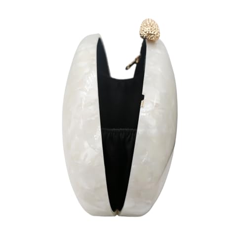 Image of Women Acrylic Evening Clutch Chic Shell Purse Egg Handbag Marble Shoulder Crossbody Bag for Prom Cocktail Party