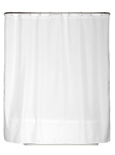 arteneur® - Rideau de douche blanc, anti-moisissure, 180 x 200 cm, recyclé selon la norme Oeko-Tex 100, ourlet lesté, opaque, étanche, lavable, 12 anneaux...