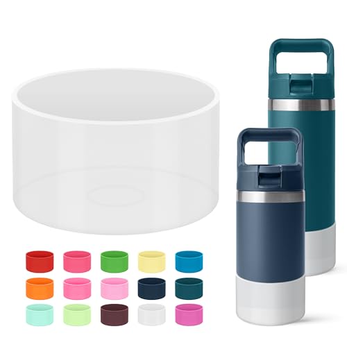 Mokoart Silicone Boot Compatible with YETI Kids Water Bottle 12 oz and Rambler 18 oz Bottle, Anti-Slip Sleeve Bottom Protector Accessories for YETI Rambler 12/18oz (Transparent)