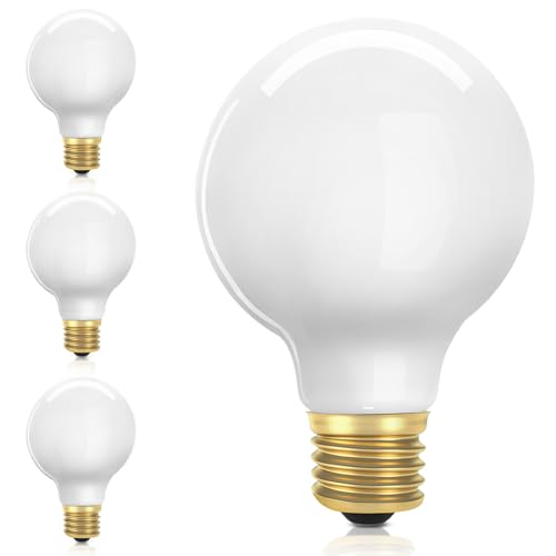 CRIRY G25 Dimmable LED Globe Light Bulbs 60 Watt Equiv, 6W Bathroom Vanity Light Bulbs 5000K Daylight, G80 Large Edison Round LED Light Bulbs for Sputnik Chandelier 800LM CRI85, E26 Base, 4Pack