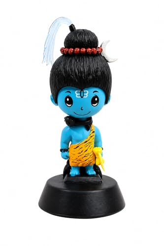 Image of Baby Shiva Idol Murti for Car Dashboard, Home Temple & Office | Mahadev Statue with Trishul | Resin Handcrafted Shiv Ji Murti for Pooja Room Decor, Spiritual Gift & Home Decoration