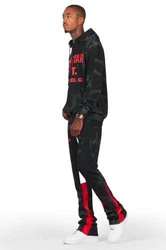 Men's Nelly Black/Red Hoodie Stacked Flare Track Set3
