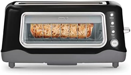 DASH Clear View Toaster: Extra Wide Slot Toaster with See Through Window - Defrost, Reheat + Auto Shut Off Feature for Bagels, Specialty Breads & other Baked Goods - Black