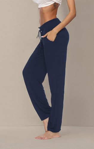 Image of DIBAOLONG Womens Yoga Pants Wide Leg Comfy Drawstring Casual Loose Straight Leg Lounge Pants Workout Running Sweatpants