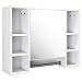 eSituro Mueble Suspendido de Espejo Mueble Colgante Armario de Ducha Armario de Pared con Toallero y Estante de Medicamentos Armario de Baño con Puertas Blanco 80x20x60cm SBP0055