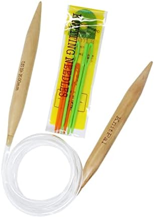 KnitPal 60-inch (150cm) Jumbo Wooden Circular Knitting Needles with Bonus EBOOK, Natural Wood Chunky Needle for Chunky Yarn, US Size 19 (15mm)