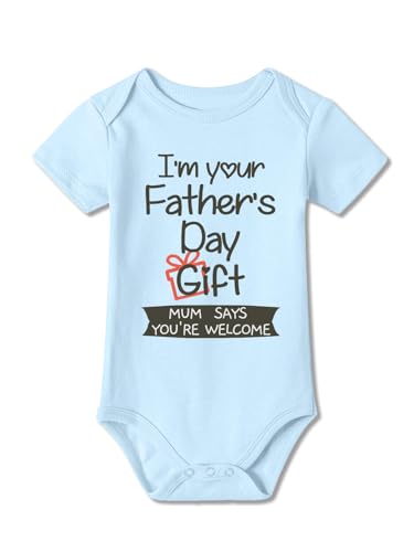 BesserBay Infant Boys Girls Happy First Fathers Day Gift Baby Grows Bodysuit Cute Outfits Blue 6-9 Months