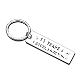 11 Year Wedding Anniversary Keychain Gifts for Wife Husband Her Him Couple Romantic, I Steel Love...