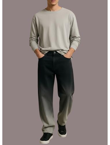 Image of Loose Fit Mid Rise Grey Men Denim Jeans