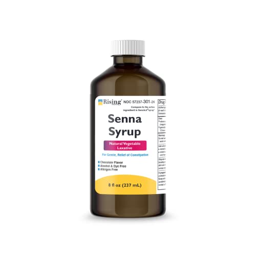 Rising Health Senna Sennosides Syrup 8.8 mg/5 mL | Natural Vegetable Laxative | Gentle Constipation Relief | Chocolate Flavor - 8 fl oz (237 mL)