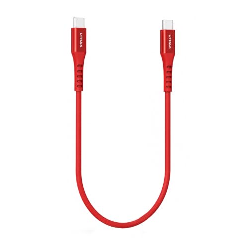 Image of UTRAX 65W PD Fast Charging Cable with Premium Metal Connectors, Type C Cable, Red (.25M)