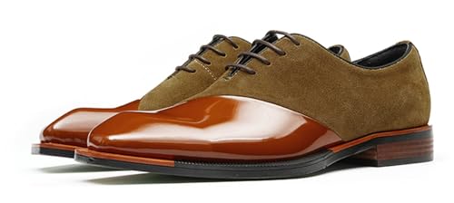 Santimon Men’s Two-Tone Leather & Suede Oxfords Dress Shoes – Formal Business Casual & Wedding Suit Shoes – Fashion Comfort Non-Slip Rubber Sole Derby4