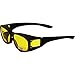 Escort Advanced System Safety Glasses Fits Over Most Prescription Eyewear - FREE Rubber EAR LOCKS and Microfiber Pouch! -GLOSS Black Frame