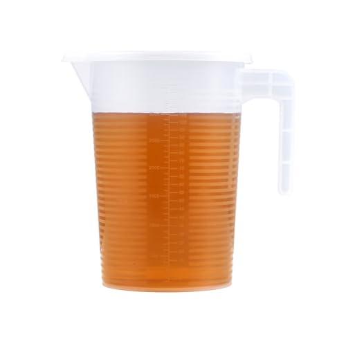 BDHD 目盛り付きプラスチック計量カップ 大容量 家庭用・業務用 製菓 ベーカリー タピオカドリンク店 ベビーミルク対応 食品級 安全素材 キッチン計量器 (透明,蓋付1000ml)