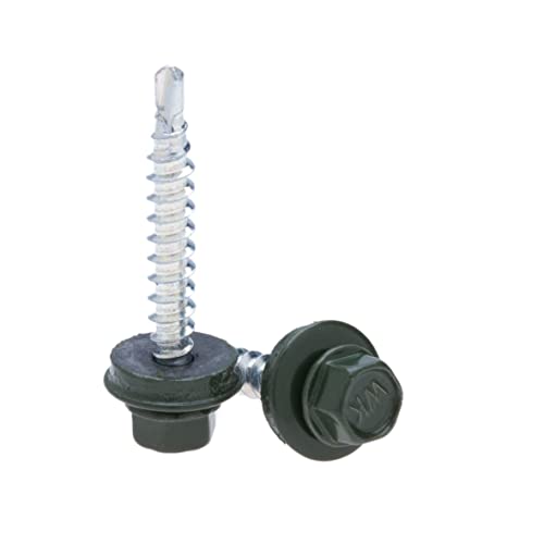 4.8 mm x 25 mm Roofing Screws, Hex Head Self-Drilling Color (RAL 6020 Chrome Green) Roof Screws with EPDM Sealed Washer - Image 2