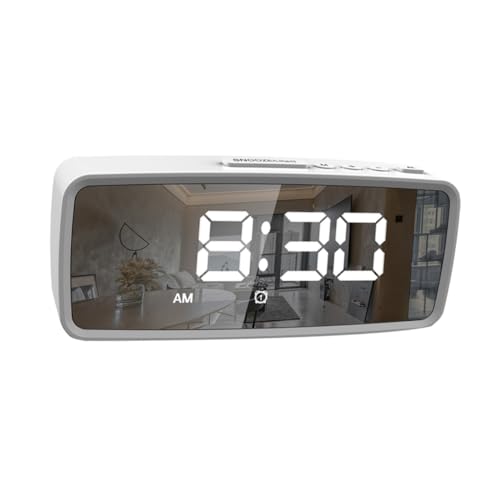 UTHCLO シンプルでスリッシュな電子目覚まし時計 小型卓上プ 寝室用ミラー機能付き 多用途ホームデコレーション対応