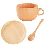 Tazas de té de madera, 290 ml, recipiente de madera natural con cuchara, tazas para té y platillos, para golf, invierno, jardín, terraza, exterior, camping, picnic, fiesta, whisky cerveza