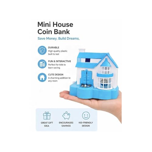 Image of Kids Dollhouse Toy with Dog - Blue Mini Play House Set with Opening Doors | Pretend Play Toy Home for Boys & Girls, Interactive House Playset