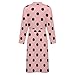 FOSKERV Women's Long Sleeve Robe, Soft Comfortable Loungewear with Belt, Fashion Open Front Nightgown for Bedroom, Living Room, Polka Dot Pink, (L)