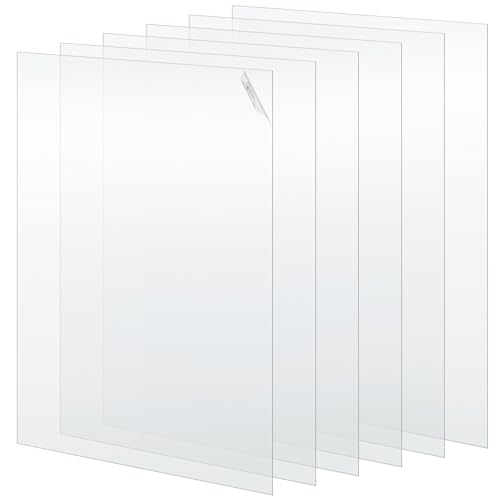 Beeveer Polycarbonate Clear Plastic Sheet 6 Pcs 8" x 10" Flexible Plastic Sheet Panels with UV Coating on Both Sides for Crafts DIY Window Replacement Panes