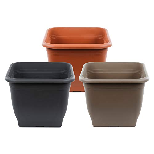 Preisvergleich Produktbild SEEBAUER Garden® / Pflanzkübel Nicol / Moderne, eckige Form / Blumenkübel Pflanztopf Übertopf / Frostsicher & UV-beständig (Taupe, 28 x 28 cm)
