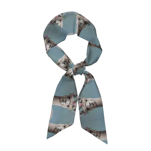 Pañuelo para mujer, diseño de alpacas con texto en inglés 'I Love Alpacas', regalo de primavera, accesorio ligero para el cuello, Negro, talla única