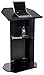 Displays2go Floor Podium with Reading Surface – Black (OLILCTOPBBK)