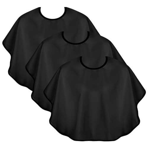 KALIONE 3 Pcs Makeup Capes Beauty Salon Makeup Bibs Shorty Smock for Clients Lightweight Comb-out Beard Apron Hair Dye Capes Hair Salon Shorty Cape for Makeup Artist Hair Beauty(Black)