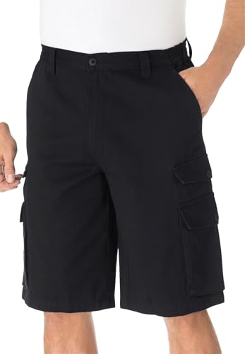 KingSize 12" Side Elastic Cargo Shorts Black