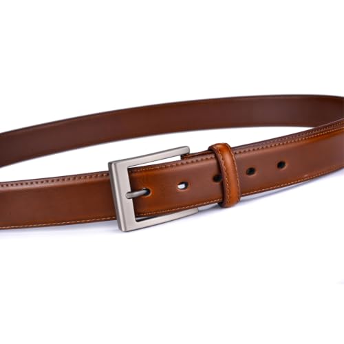 Image of beltox fine Men's Casual Leather Jeans Belts 1 1 /2 inch Wide 4MM Thick Alloy Prong Buckle Work Dress Belt for Men
