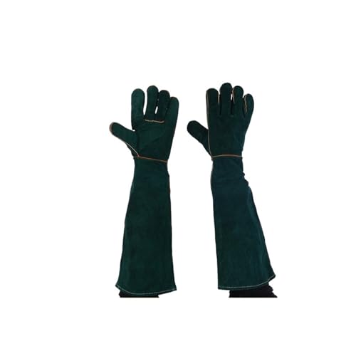 Ignífugo Guantes extendidos antimordeduras y antiarañazos engrosados ​​Guantes de soldadura de protección laboral con aislamiento térmico for soldador de cuero de vaca ignífugos de dos capas de 60 cm