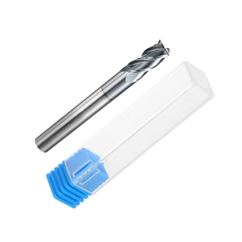 Image of HARFINGTON Carbide Square Nose End Mill Bit 7 /16 inch Cut Dia 4 Flutes TiAlN Coated Milling Cutter for Hardened Steel Metal (7 /16 inch Shank 1 inch Cut Length 4 inch Long 30 Degree Helix HRC53-55)