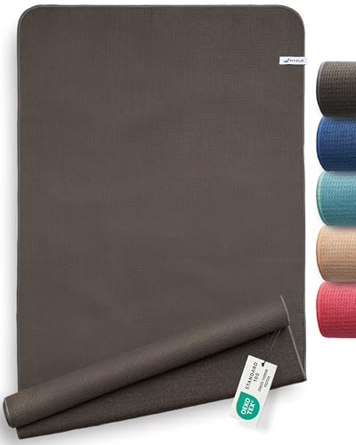 Fit-Flip Yoga Handtuch rutschfest mit Noppen - hygienische Auflage für Yogamatte - Yogatuch schnelltrocknend aus Mikrofaser für Sport Matte und Fitness - Pilates Handtücher (185 x 63 cm – Anthracite)