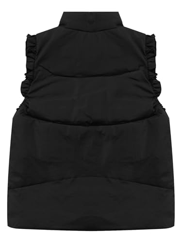 Jhaoyu Kids Girls Cute Ruffled Cuffs Puffer Vest Coat Stand Collar Sleeveless Jacket Overcoat Casual Thermal Outerwear4