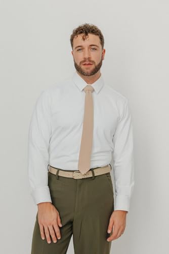 Image of DAZI Men's Skinny Tie, Cotton Wool Linen Necktie, Great for Weddings, Groom, Groomsmen, Missions, Dances, Gifts.