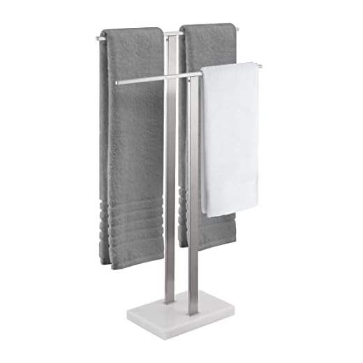 KES Standing Towel Racks for Bathroom 2-Tier, Floor Towel Rack Stand with Heavy Marble Base, Upgrade Steady Design, Pro-Grade 18/8 Stainless Steel Brushed Finish, BTH217-2