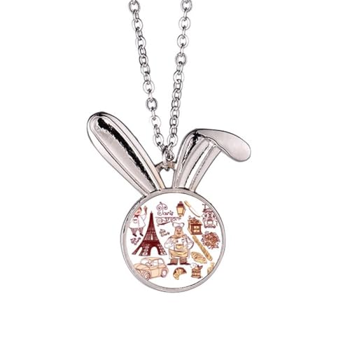 Collier pendentif lapin Tour Eiffel bijou fantaisie mode femme