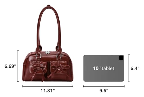 Image of Juoxeepy Ita Bag Cute Bow Purse Aesthetic Japanese Shoulder Bag Faux Leather Tote Bag Y2k Red Handbag Purse