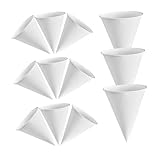 HAMPPLIES Vasos de Papel Desechables en Forma de Cono 6 Oz 200 Unidades de Color Claro Resistentes para Bebidas, Porta Helados y Agua, Ideales para Fiestas, Uso Sanitario y Transporte Fácil