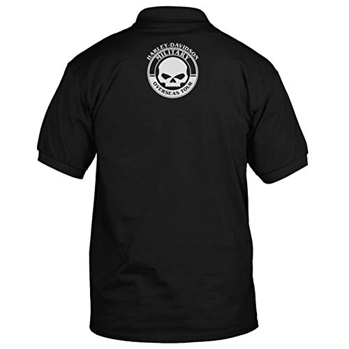 Harley-Davidson Military - Men's Short Sleeve, 3-Button Black Polo Shirt - Overseas Tour | Bar & Shield2