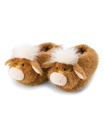 NICI- Zapatillas de Estar por casa Vaca de Las Highlands McMooray, 36-39 (M), marrón, cálidas, de Pelo, para niños y Personas Adultas, con diseño de Animal y Suela Antideslizante, 62354, Color