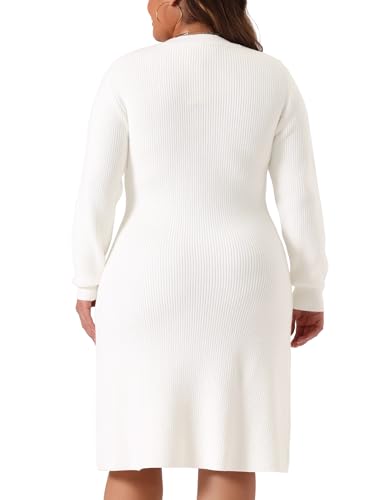 Agnes Orinda Plus Size Sweater Dress for Women Fall Fashion Crew Neck Long Sleeve Knit Pullover Sweater Dresses4
