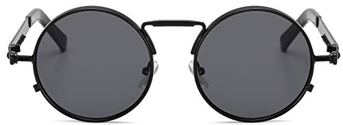 Retro Round Circle Metal Frame Steampunk Sunglasses for Women Men33342