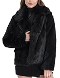 Yimoon Women's Faux Fur Coat Long Sleeve Lapel Fluffy Jacket Open Front Furry Winter Warm Shaggy Parka Coats Outerwear(Black-L)