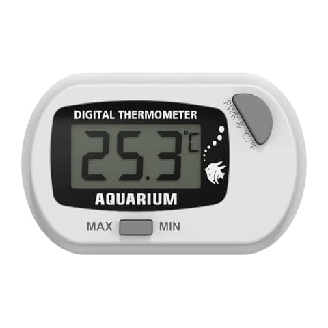 Stick-On Fish Tank Thermometer Reptile Thermometer Hygrometer Digital Thermometer Aquarium Thermometer Reptile Thermometer with MAX/MIN LCD Display Terrarium Water Temperature Test (White Gray) Cover