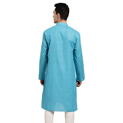 Image of SOJANYA Pastel Green Cotton Blend Kurta with Contrast Button Detailing