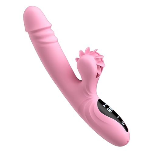 Realistischer Vibrator für Sie, G-Punkt Dildo Vibratoren mit Heizmodus 9 Teleskopfunktion Analvibrator Dildo Erotik Sexspielzeug für Frauen und Paare,pink