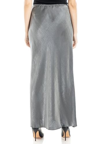 Max Studio Metalic Satin Midi Skirt Silver4